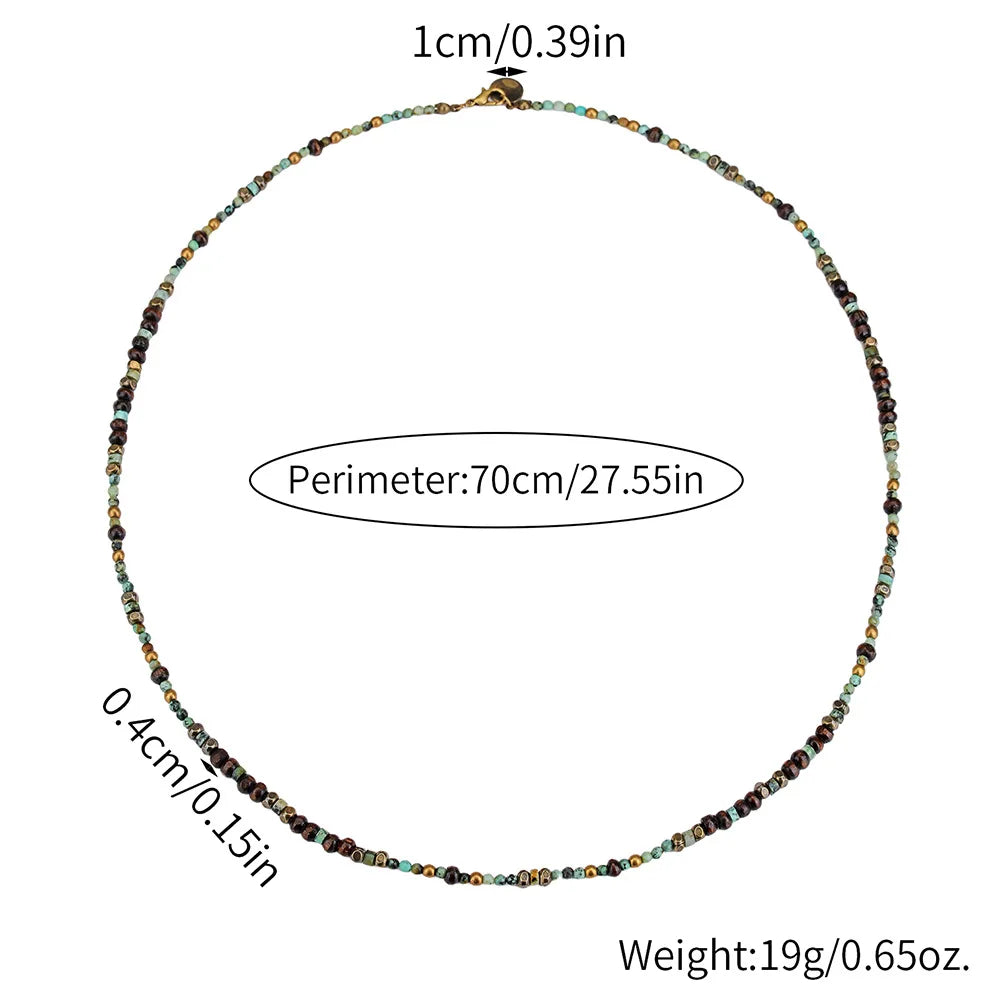 1PC INGX Men's Ethnic Style Africa Stone Necklace for Men Hippie Bohemia Long Beaded Necklace Man Tribal Jewelry Collar Hombre