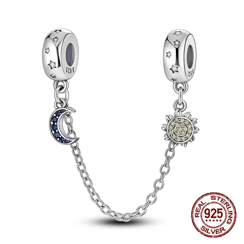 Breloque en argent sterling 925 représentant la lune, l'étoile, l'avion, l'espace, série bleue, compatible avec les bracelets Pandora originaux, bijoux à offrir