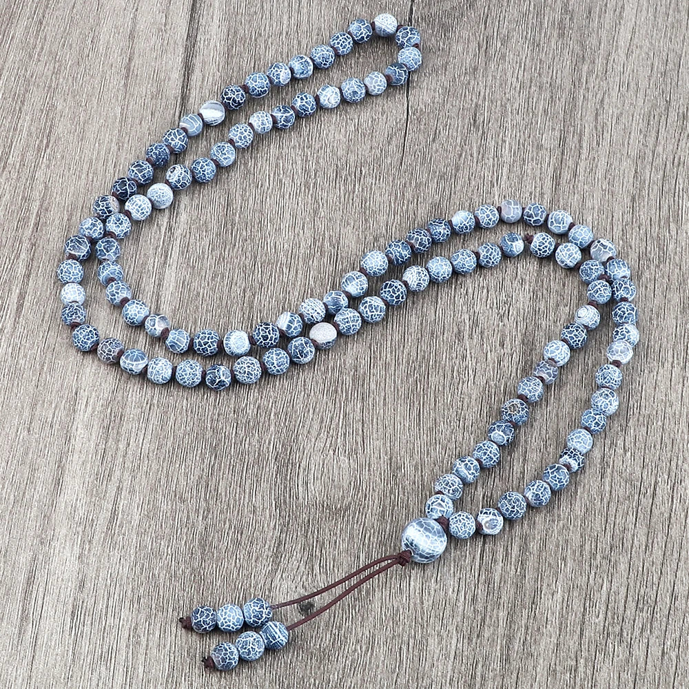 108 Natural Stone Fire Agate Black Onyx Beads Bracelet Necklace Men Multicolor Tiger Eye Necklace Women Malachite Prayer Jewelry