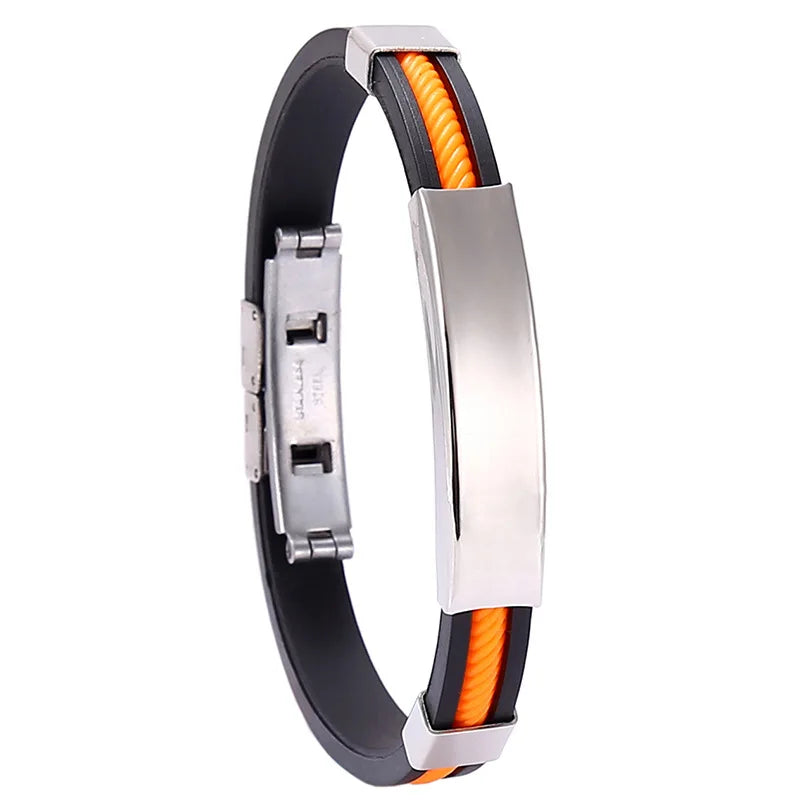 Custom Logo Name Engrave Silicone Bracelet Inscription Friendship Bracelets For Women Men ID Bracelet Luxury Snap Button Jewelry