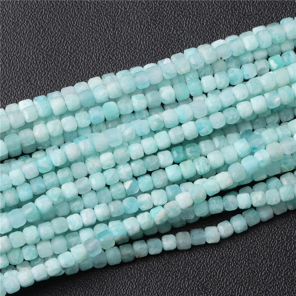 Hot Natural Faceted Stone Bead 2-3mm Small Square Quartz Garnet Glass Cube Loose Beads For Jewelry Making Needlework Accessories