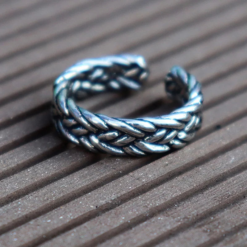 Retro Hemp Twine Rope Ring For Men Punk Gothic Rock Hiphop Open Ring Unisex Accessories Handmade Designer Jewelry Gift For Lover