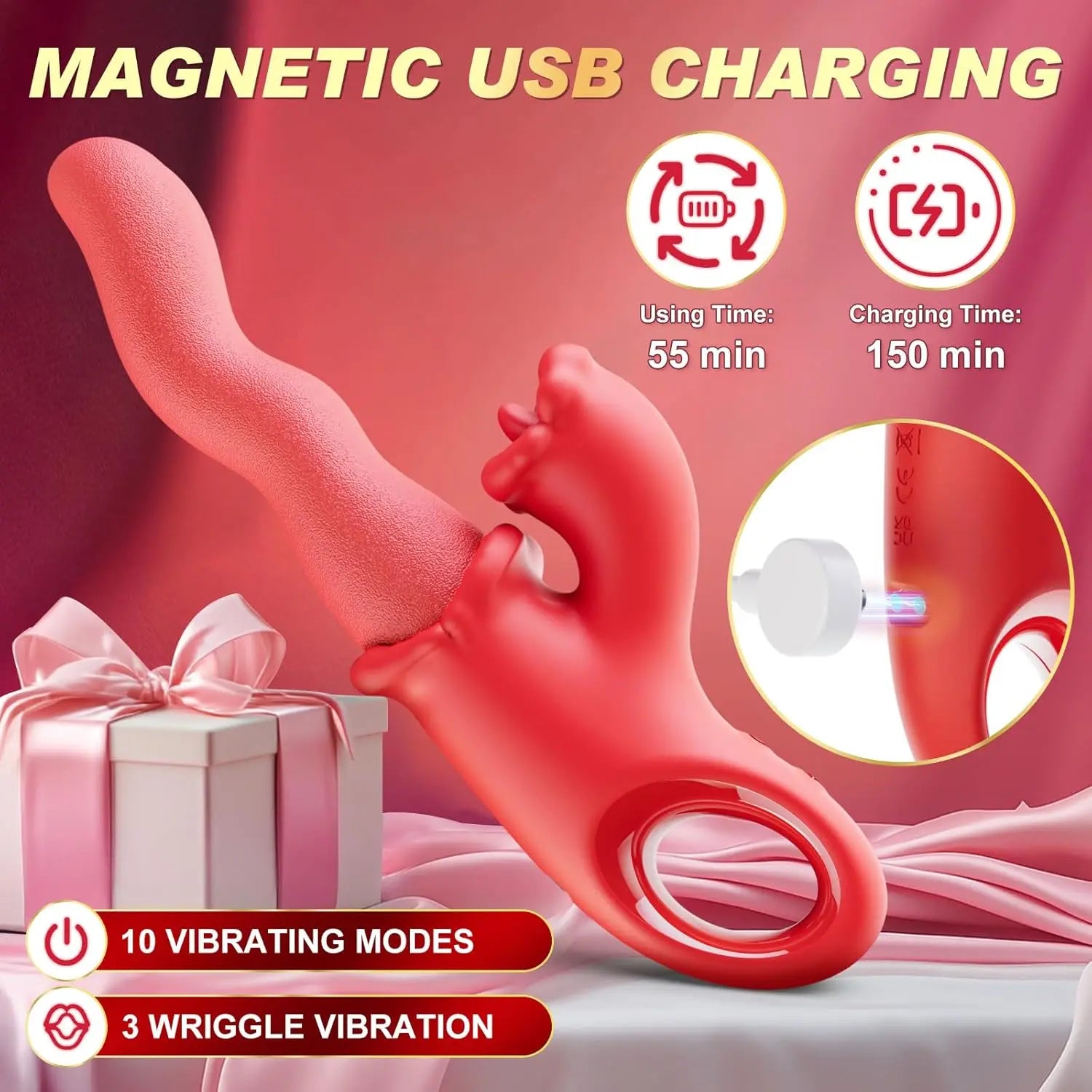 3 IN 1 Clitoral Tongue Scroll Vibrator for Women Clit Nipples G-Spot Stimulator Female Vagina Massager Vibrator Adult Sex Toys