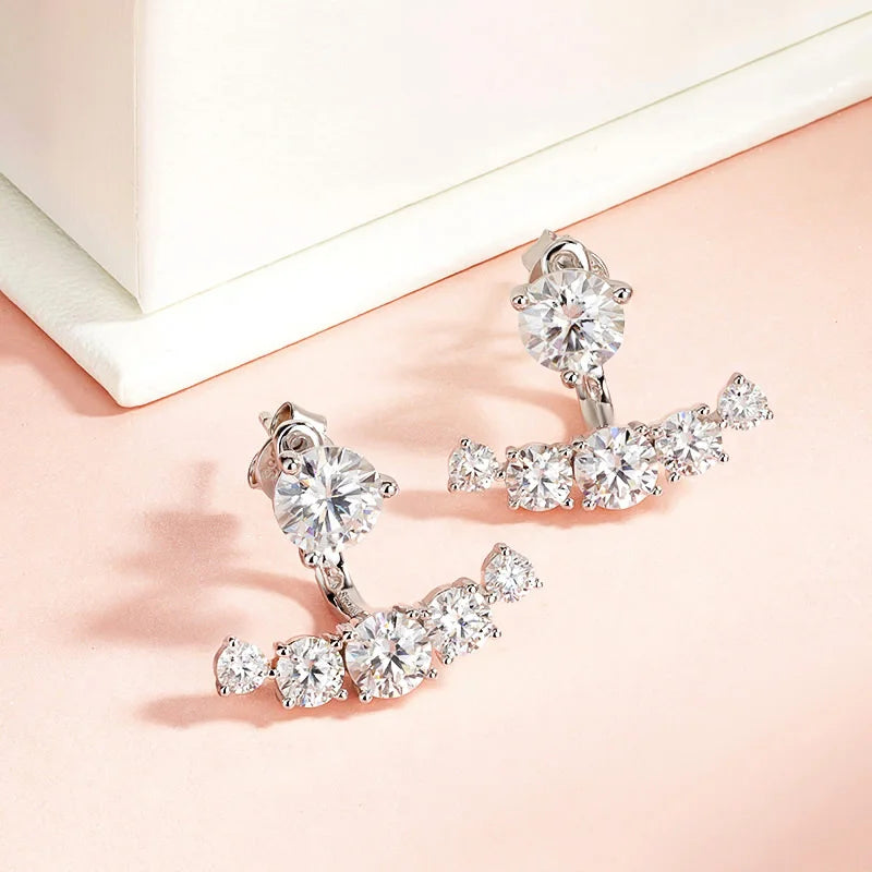Smyoue 4.6CTTW Full Moissanite Stud Earrings for Women Sparkly Simulated Diamond S925 Sterling Silver Ear Jewelry Christmas Gift - Madeinsea©
