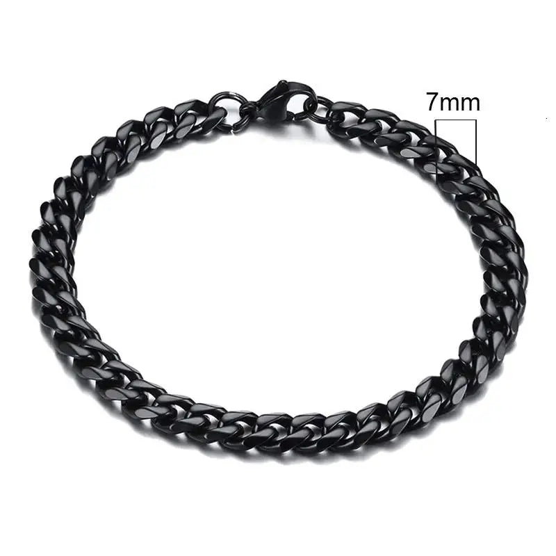 3/5/7/11mm Stainless Steel Figaro Chain Bracelet Bangle for Men Women Hiphop Trendy Wrist DIY Bracelet Jewelry