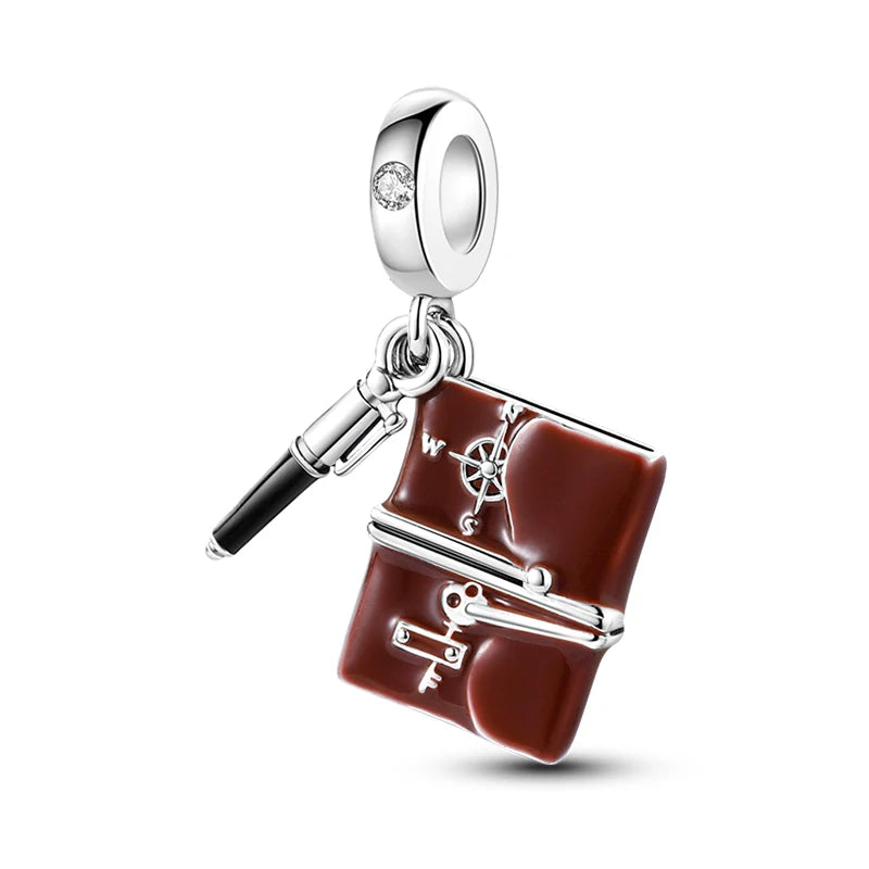 New 925 Silver Trencher Cap Graduation Season Charms Beads Fit 3mm 925 Original Bracelets DIY Unique Jewelry Graduation Gift