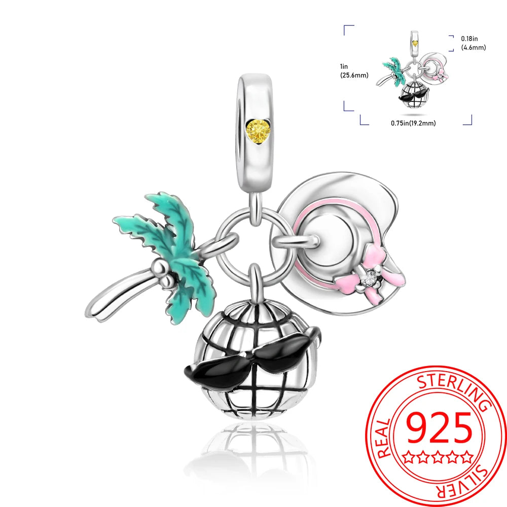 925 Sterling Silver Paris Tower Aircraft Travel Charm Pendant Beads Fit Charm Original Bracelet for Women Jewelry Making