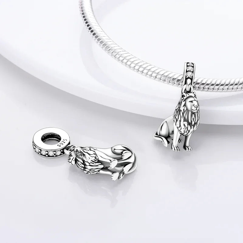 925 Sterling Silver Lion Rhino Charm Pendant Beads Fit Charms Silver 925 Original Bracelet for Women Jewelry Making Gift