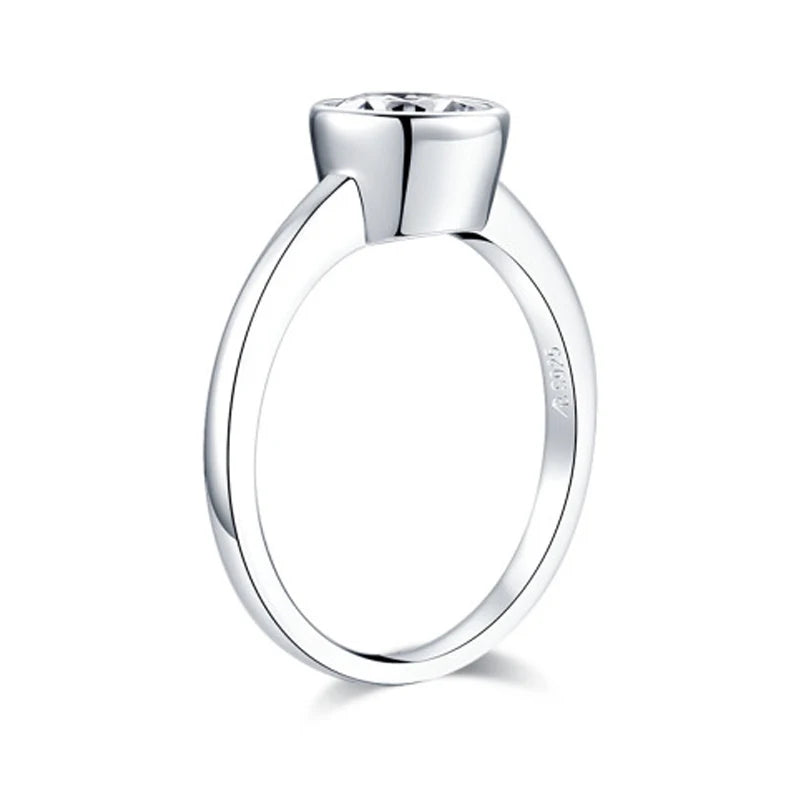 OXTAO 1.0ct Solitaire Rings 925 Sterling Silver Classic Round Cut Cubic Zirconia Engagement Promise Wedding Band Ring Jewelry