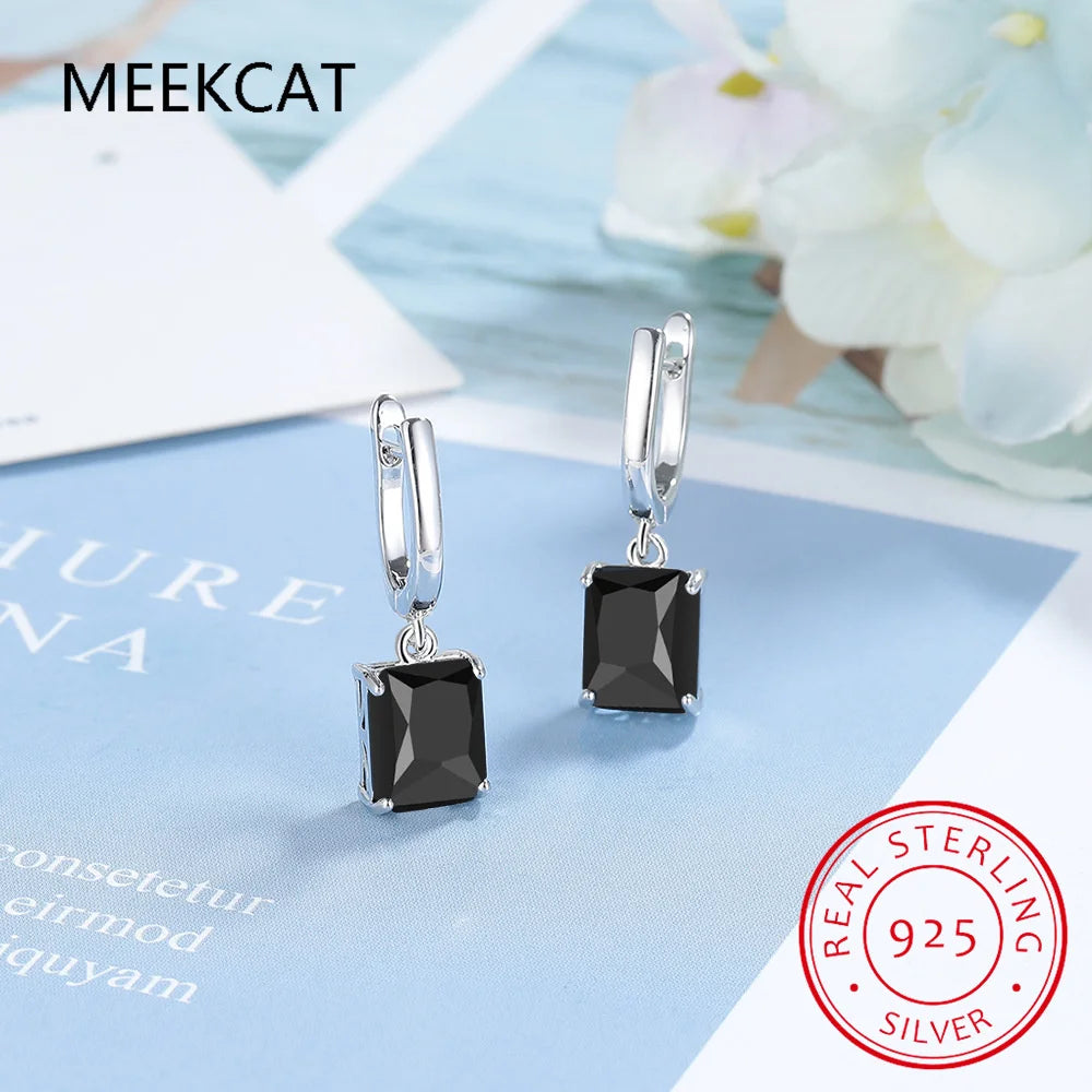 Total 1.73ct Cushion Natural Sky Blue Topaz Dangle Drop Earrings 925 Sterling Silver for Women Gemstone Fine Daily Jewelry