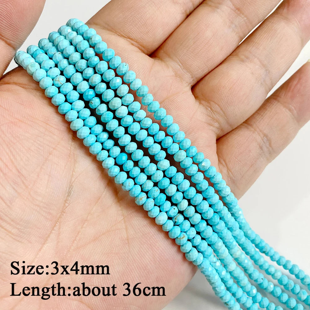 Wholesale Blue Turquoise Stone Beads Round Square Rondelle Irregular Loose Spacer Bead For Jewelry Making DIY Bracelet Necklace