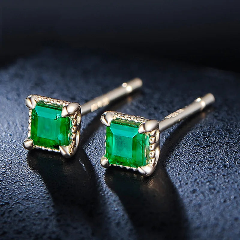 Emarald 14K Yellow Gold Jewelry Stud Earrings for Women Round Simple Crown Jade Earrings Fine Valentine Gold Jewelry for Women