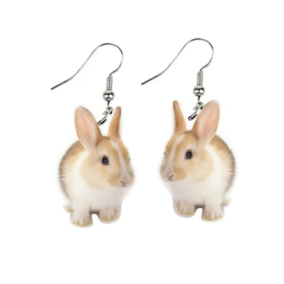 Boucles d'oreilles pendantes en acrylique pour femme, cadeau de Pâques, motif lapin mignon, bijoux intéressants pour festival et fête