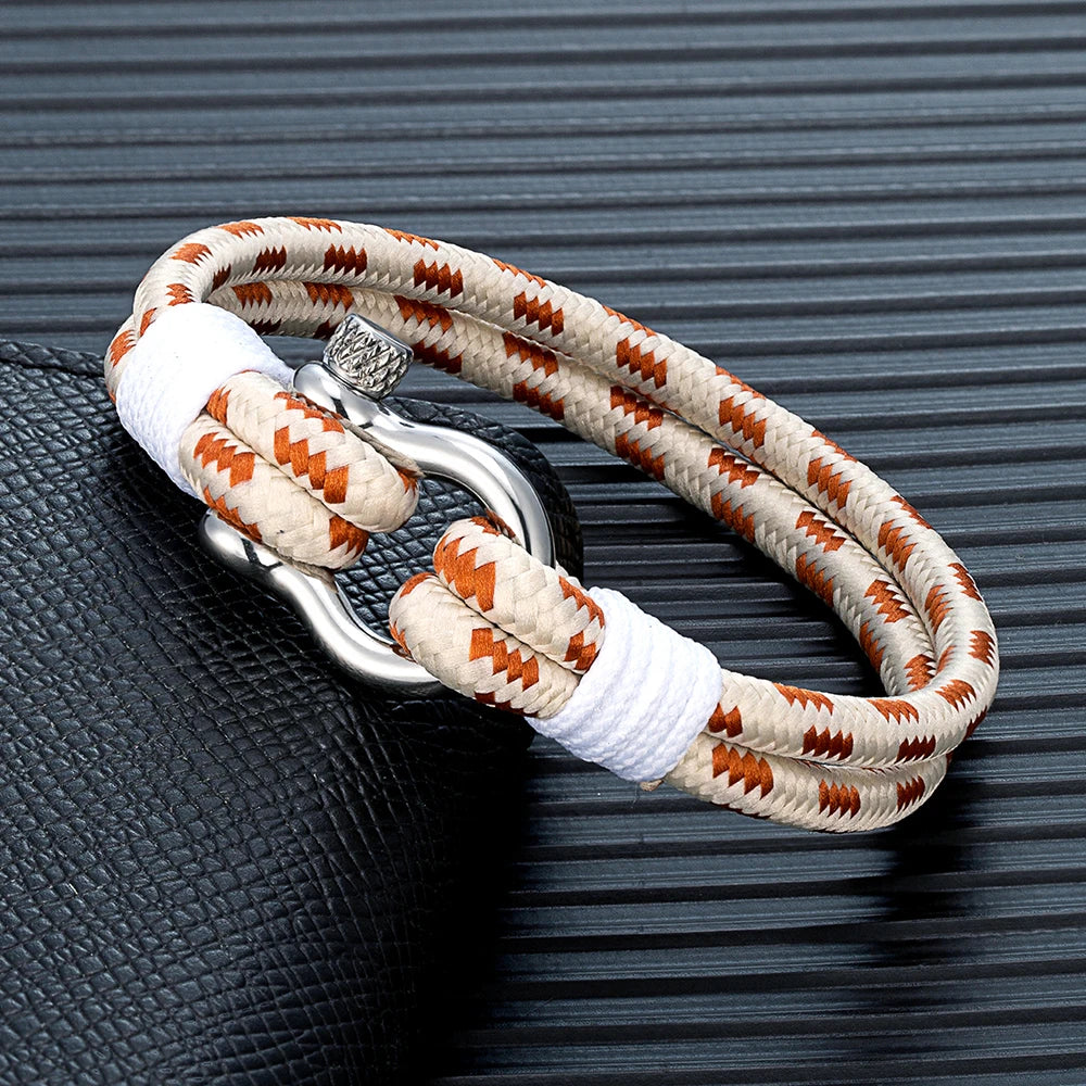 MKENDN Ocean Blue Double Strand Nylon Bracelet for Men Inspired Woven Accessory with Clasp Perfect Unique Lifeguard Gift