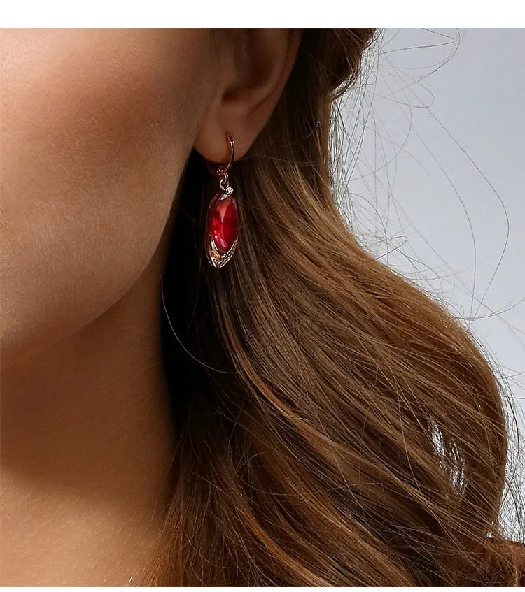 Women's Fashion Earrings Exquisite Ruby Pendant Earrings Female Personality Wild Jewelry 14k Gold Jewelry Real Gold Earrings - Madeinsea©