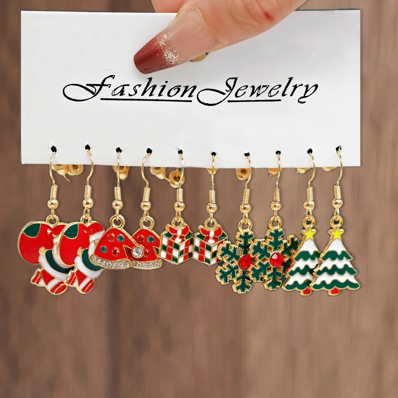 Cross border New Halloween Christmas Holiday Party Series Metal Oil Drop Earrings Set Cute Santa Gingerbread Man Pumpkin Head Ba