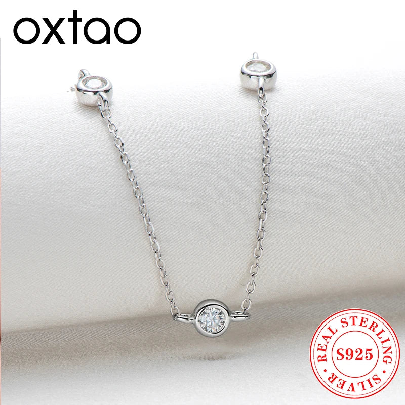 OXTAO D VVS1 Moissanite Diamond Necklace for Women Real 925 Sterling Silver Bezel Clavicle Chain Necklace Fine Jewelry Gift