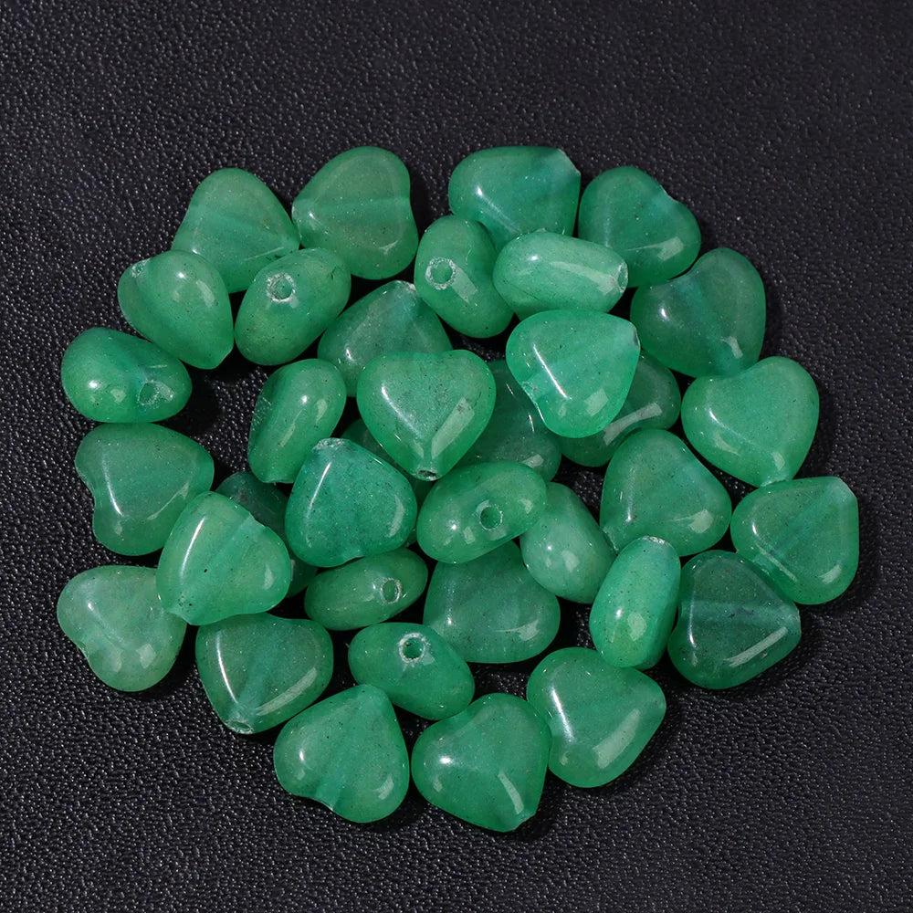 Natural Gems Heart Shape Stone Bead Central Drilled Fluorite Quartzs Loose Spacer Beads For Jewelry Making DIY Bracelet Earrings