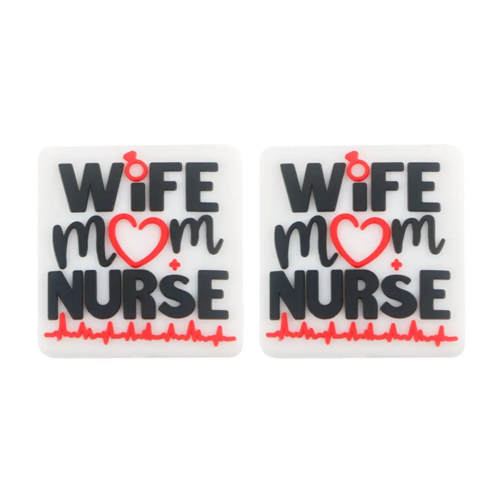 Lot de 5 ou 10 perles en silicone MOM pour la fabrication de bijoux, colliers, bracelets, accessoires de bijouterie