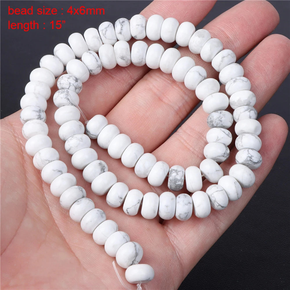 New Arrival Natural Howlite Stone Bead White Turquoises Loose Beads Jewelry Making Perles Gem Loose Beaded Diy Bracelet Necklace