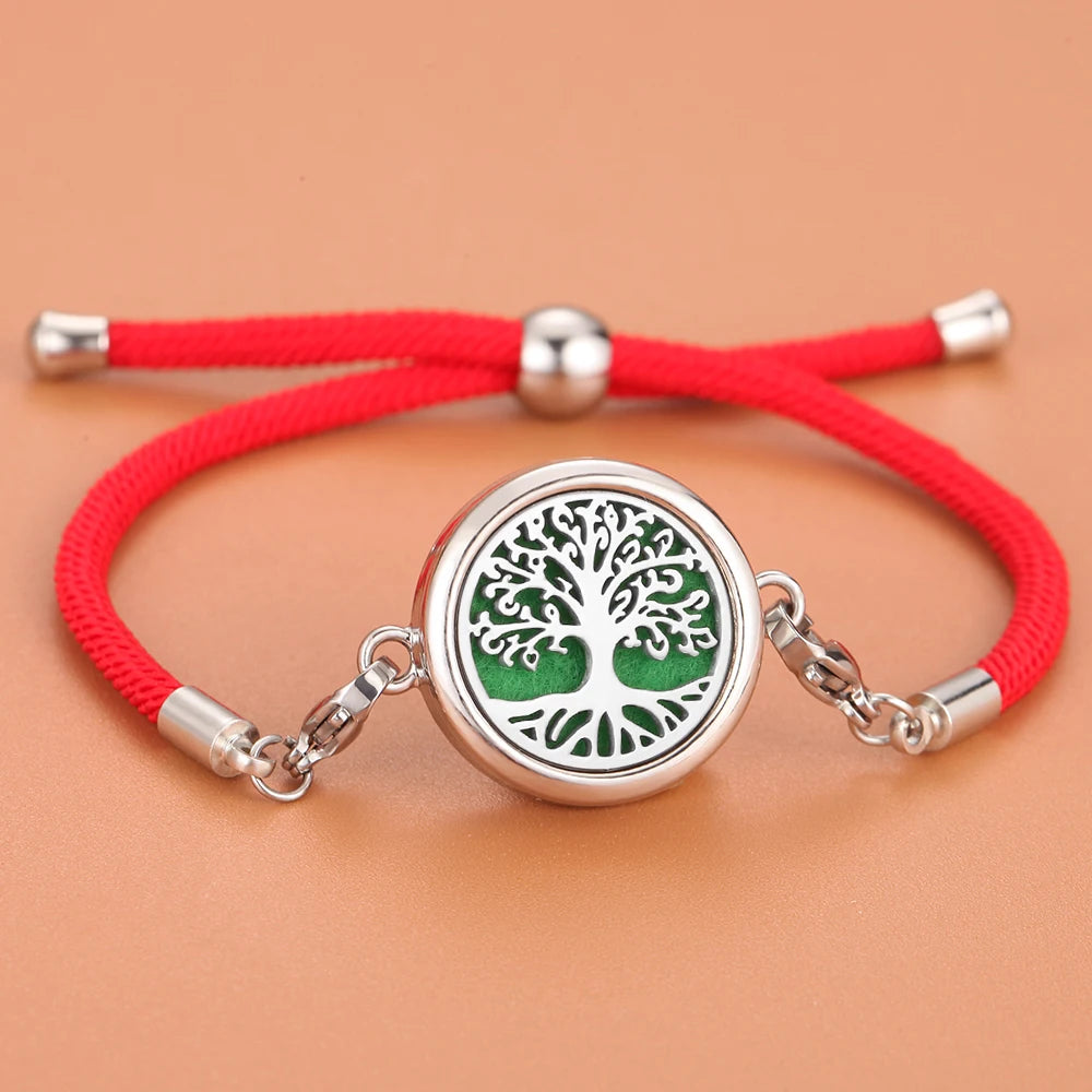 Retro Aromatherapy Essential Oil Diffuser Bracelet Foot Chain Red String Braided Rope Diffuser Locket Bracelet Aroma Bracelets