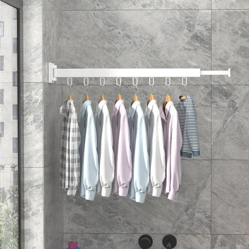Wall-Mounted Foldable Aluminum Alloy Clothes Drying Rack Perfect for Balcony Bedroom Kitchen Living Room