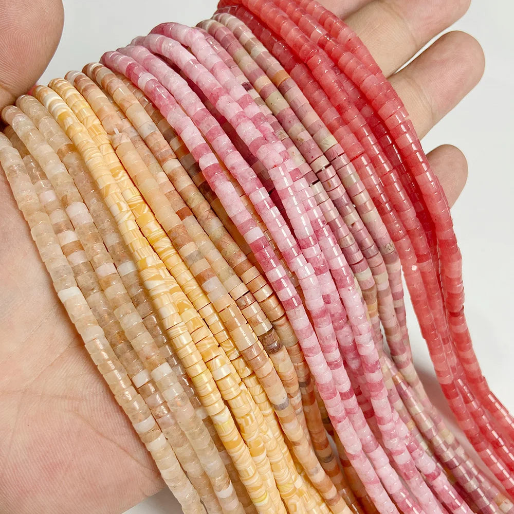 New Arrival Pink Stone Bead Natural Rose Quartzs Jades Jaspers Rondelle Shape Loose Beads For Jewelry Making  Accessories 2x4mm