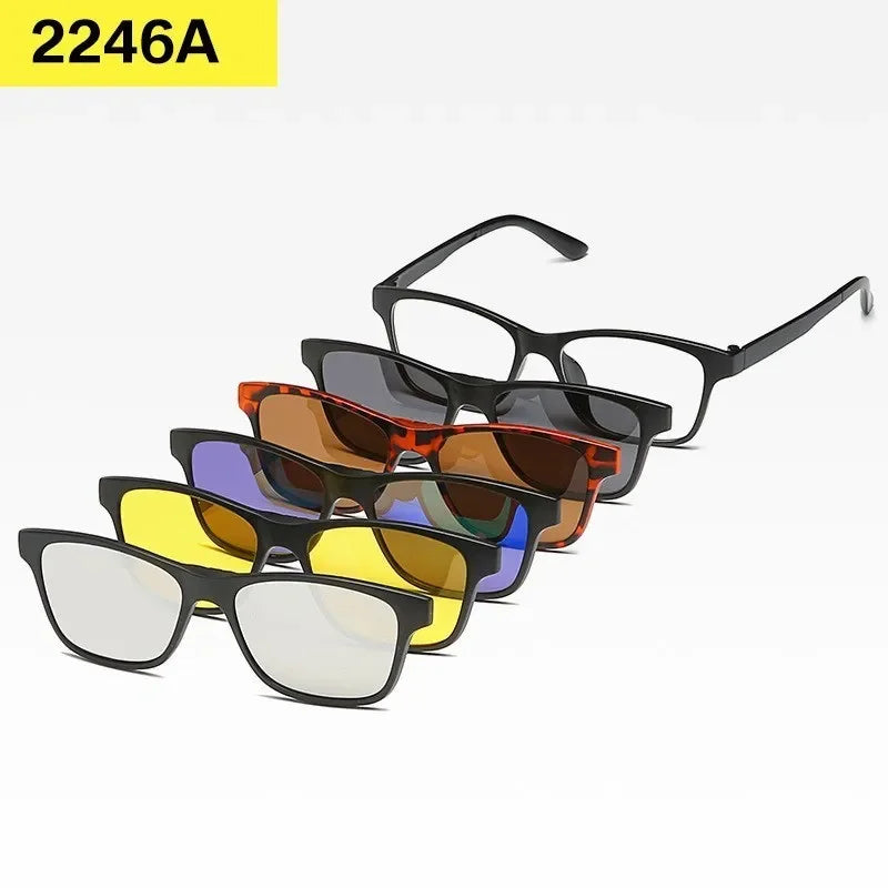 6 In 1 Custom Men Women Polarized Optical Magnetic Sunglasses Clip Magnet Clip on Sunglasses Polarized Clip on Sun Glasses Frame