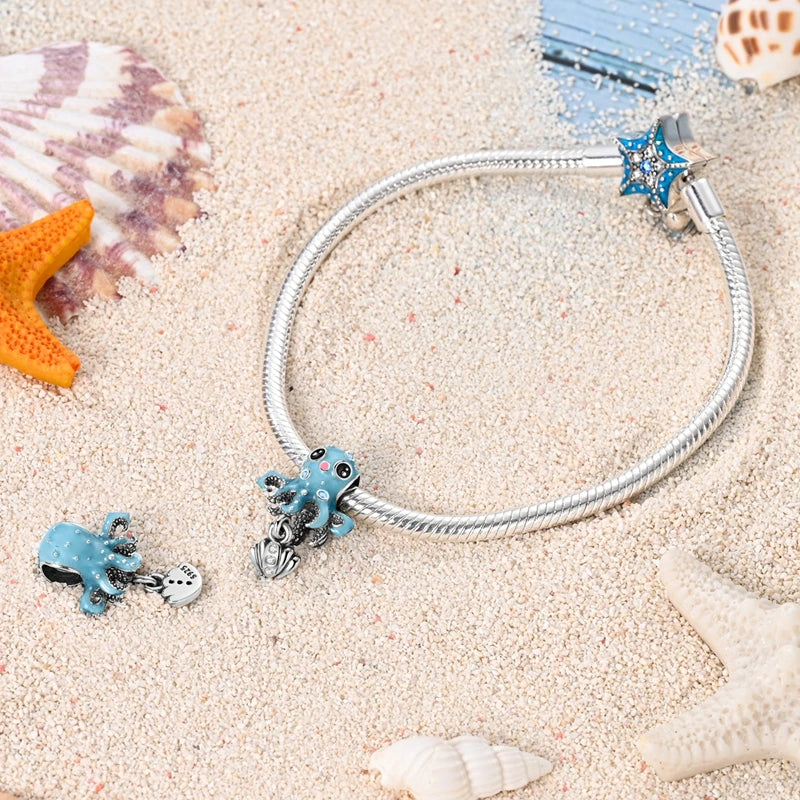 Summer Charms 925 Silver Luminous Lantern Fish Whale Ocean Beach Beads Fit 3mm 925 Original Bracelet DIY Cool Jewelry Making