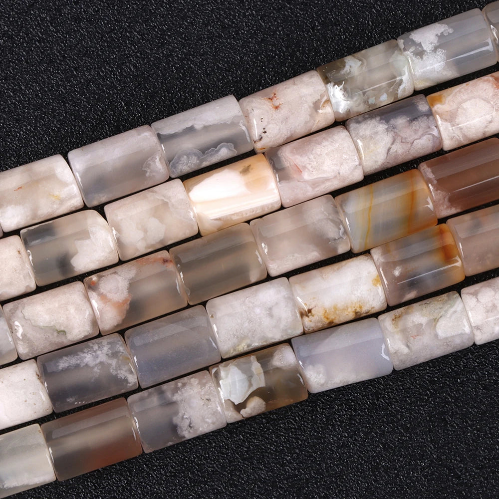 New Arrival Natural Sakura Agates Stone Bead Cherry Blossom Agat Rondelle Tube Loose Spacer Beads For Jewelry Making Accessories