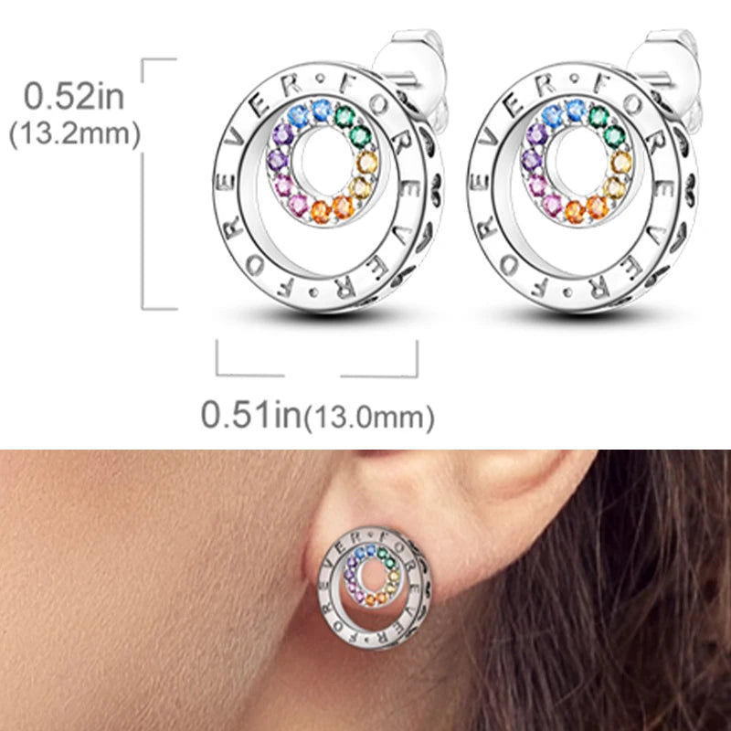 Earrings 925 Sterling Silver Stud Earrings Unicorn Star Zircon Stud Hoop Earrings For Women Girls Lovely Fashion Jewelry Gift