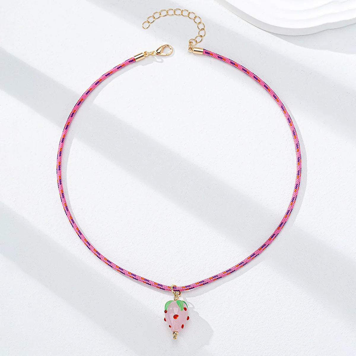 Summer Bohemian Glass Fruit Pendant Rope Choker Necklace