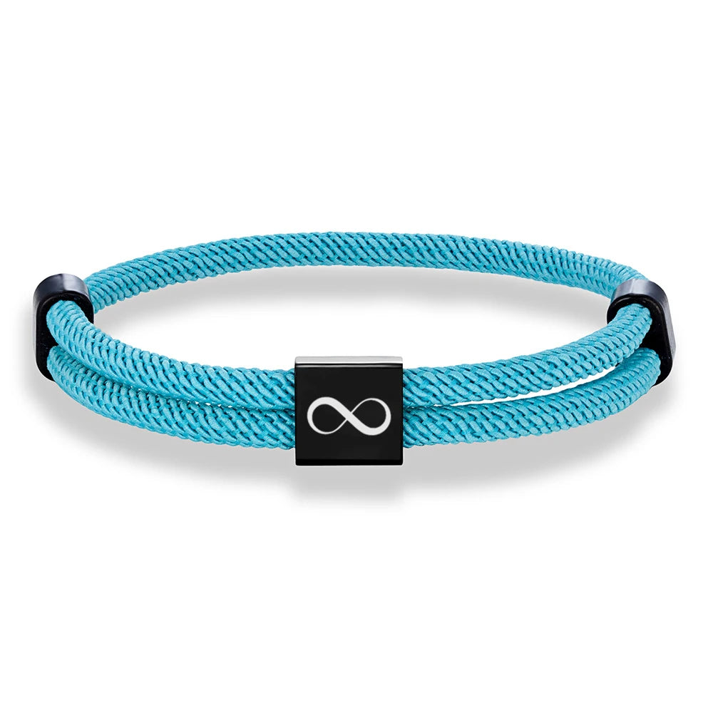 MKENDN Klassisches Infinity-Armband für Herren, verstellbar, nautisches Seilarmband für Damen, schwarzer Edelstahl, Schmuckgeschenk für Paare
