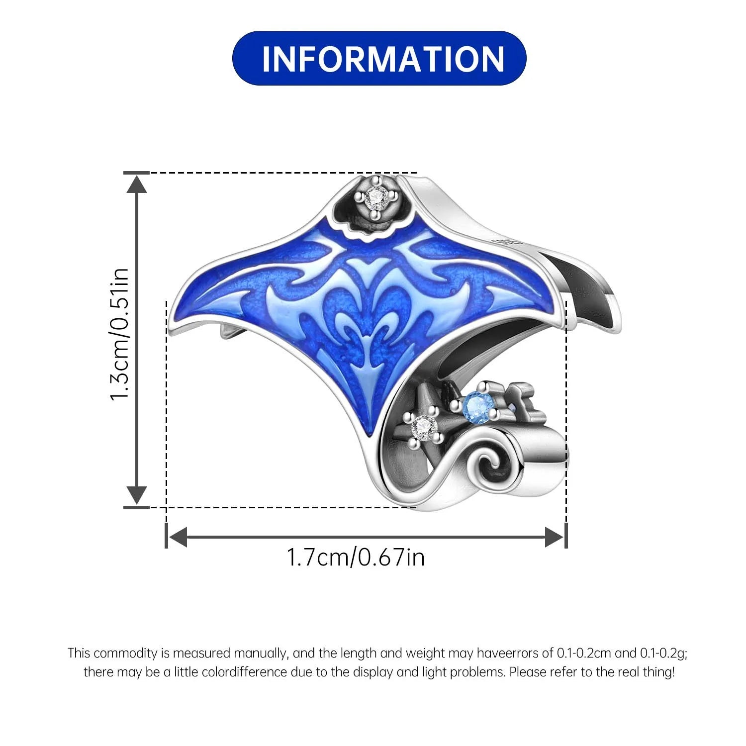 PANPOKI 925 Sterling Silver Devil Fish Marine Creatures Beads Original Pendants Bracelet Charm Jewelry Party DIY Trendy Gifts
