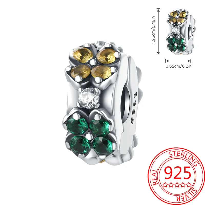 925 Sterling Silver Charm Green Monstera Leaves Charm Fit Bracelet Original Charm Bead for Women Jewelry DIY Making Fine Gift