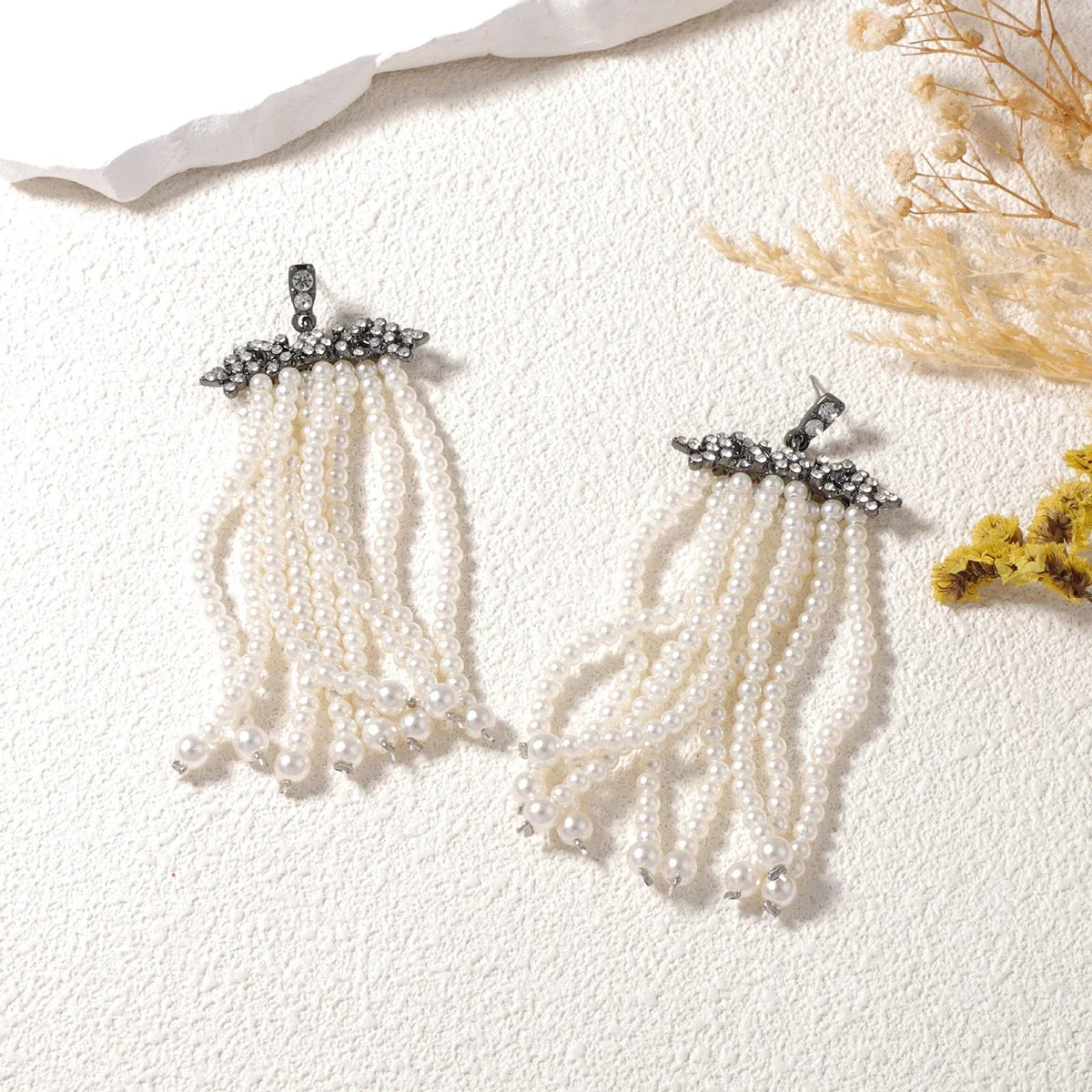 ZAA New Temperament Sweet Long Pearl Tassel Earrings