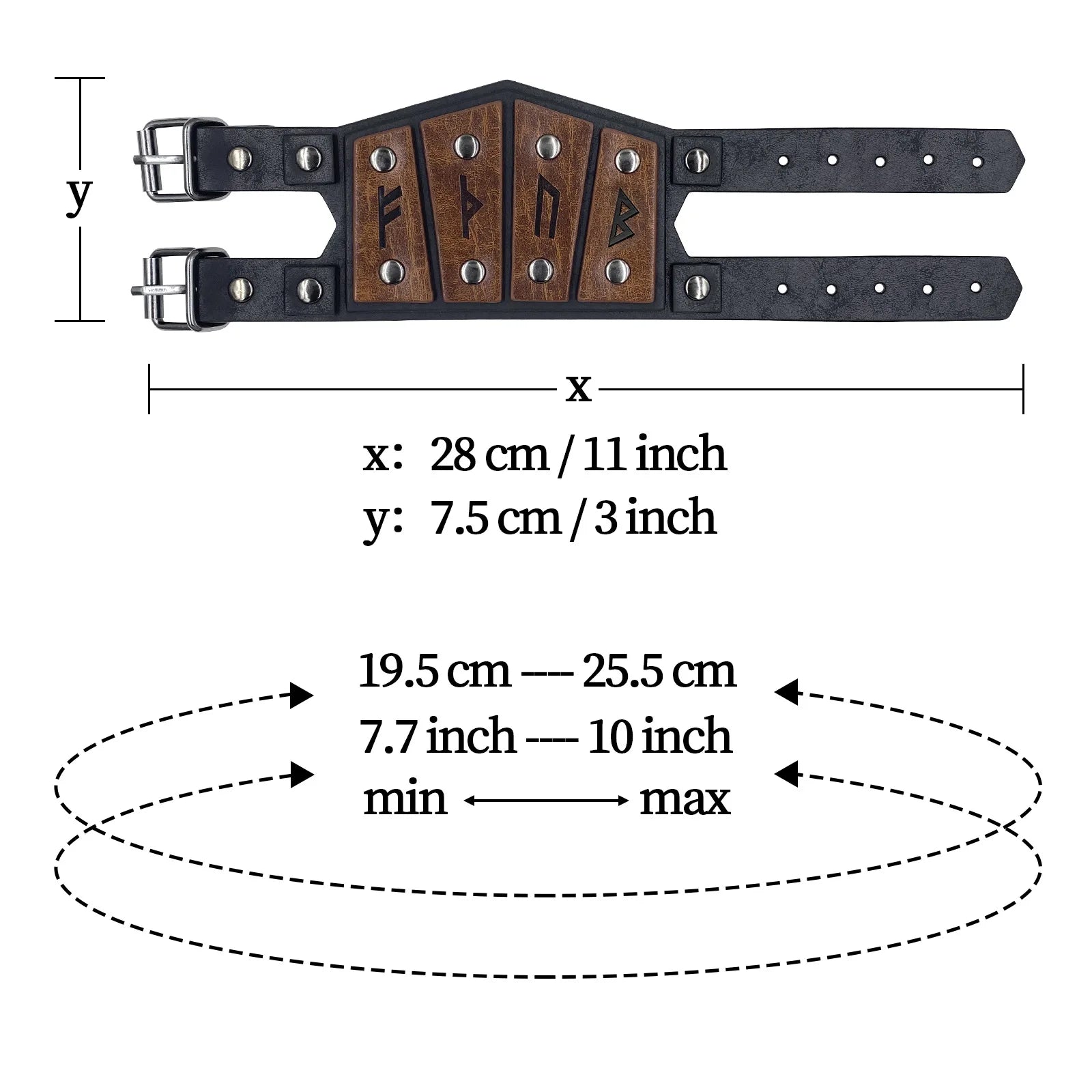 Mittelalterliches Runen-Herren-Lederarmband im nordischen Wikinger-Stil, Retro-Cosplay