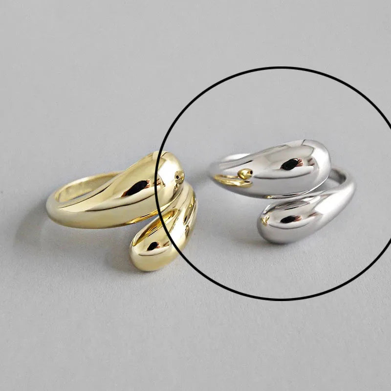 925 Sterling Silver Rings For Women Hollow Out Gold Color Temperament Personality Fashion Female Trendy Resizable Opening Rings