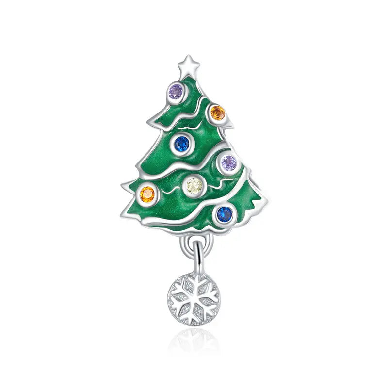 Bamoer 925 Sterling Silver Christma Charms Butterfly Beads CZ Pendant For Women Fit Original DIY Bracelet Necklace Jewelry