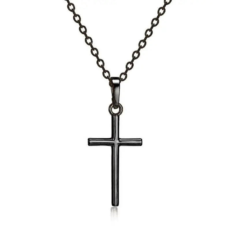 2022 Fashion Stainless Steel Necklace For Men Women Black Gold Color Silver Color Cross Pendant Chain Necklace Jewelry Gift