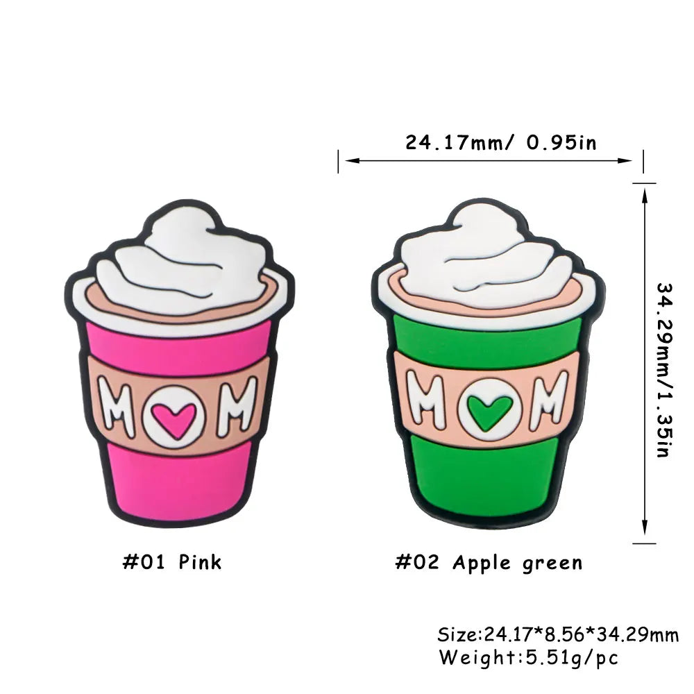 Lot de 5 ou 10 perles en silicone MOM pour la fabrication de bijoux, colliers, bracelets, accessoires de bijouterie