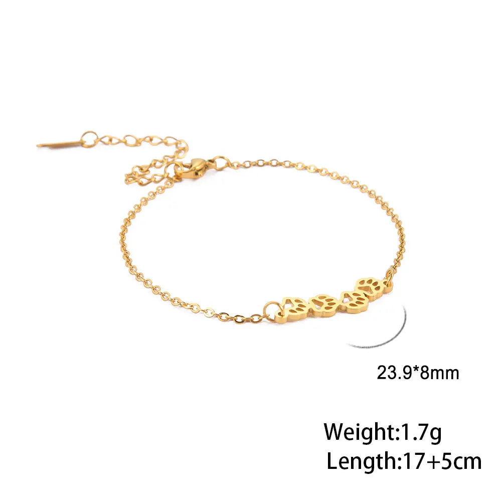 Animal Footprint Pendant Bracelet Fashion Women's Charm Bracelet Stainless Steel Bracelet for Girl Jewelry Gift