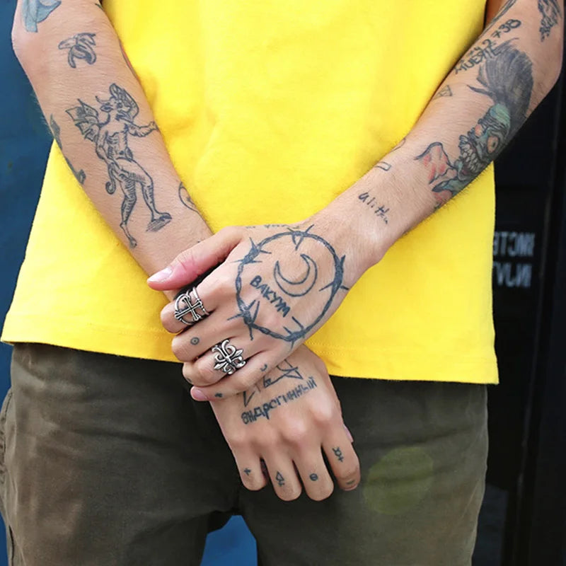 Retro Double Band Cross Ring For Men Punk Gothic Rock Hiphop Open Ring Biker Accessories Handmade Designer Jewelry Unisex Gift - Madeinsea©