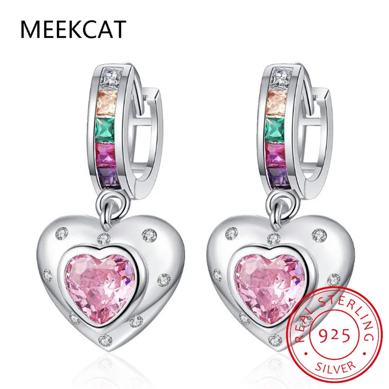 Baby Princess 925 Silver Blue Crystal Star Hoop Earring For Child Girl Women Rainbow Zirconia Loop Huggies Earring Korea Jewelry