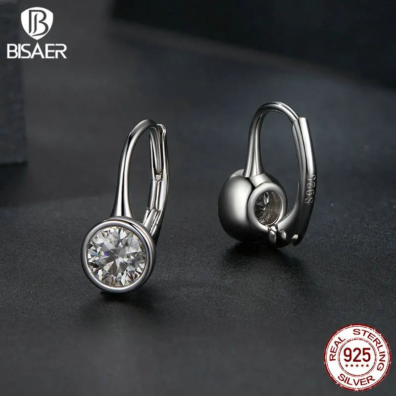 Boucles d'oreilles BISAER en argent sterling 925 avec moissanite scintillante de 0,5 ct pour femme, couleur D VVS1 EX Lab Diamond, bijoux fins de mariage