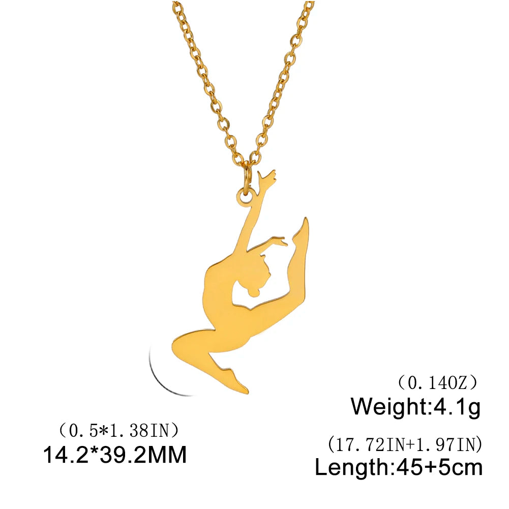 Dreamtimes Gymnastics Necklace Stainless Steel Sports Dance Artistic Gymnastics Skating Athlete Jewelry Pendant Women's Gift