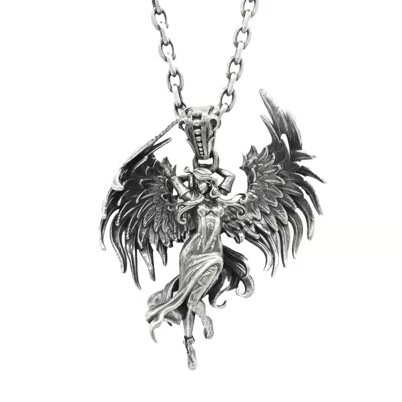 Silver-Plated Anime Mecha Beautiful Girl Girl Pendant Necklace Men and Women Hip-Hop Rock Punk Trendy Jewelry Gift - Madeinsea©