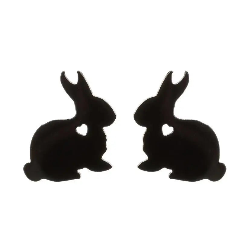 HIPPOP Street Rock Stud Earring Piercings Fashion Stainless Steel Cute Animal Rabbit Earstuds Earrings for Men and Women Gift