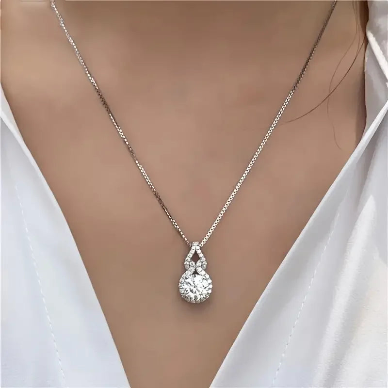 OXTAO D Color Moissanite Infinity Pendant Necklace Women Real 925 Sterling Silver Engagement Luxury Gourd Shape Jewelry GRA
