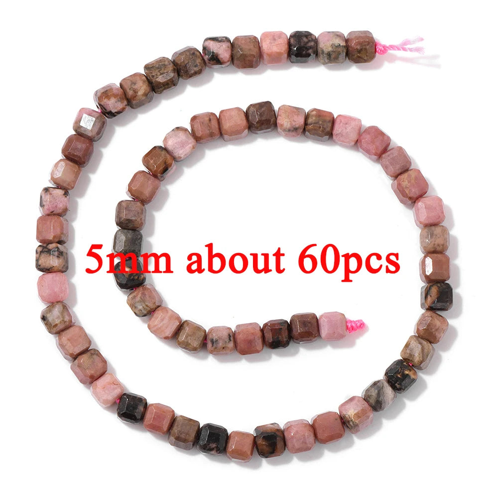 Wholesale Natural Pink Black Rhodonite Stone Beads Round Oval Rondelle Loose Spacer Gem Bead For Jewelry Making DIY Accessories